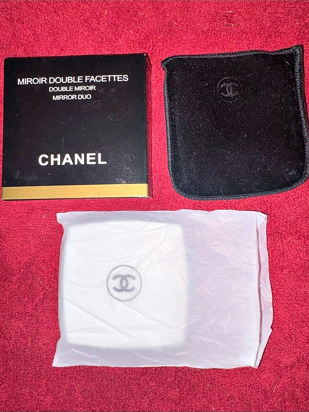 NWOT NEVER USED CHANEL Miroir Double Facettes White & Black Compact Mirror